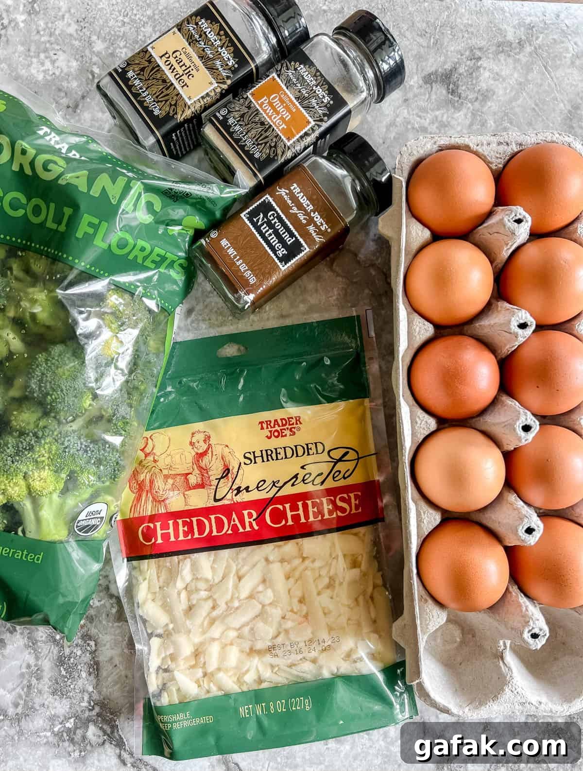 Broccoli egg muffin ingredients.