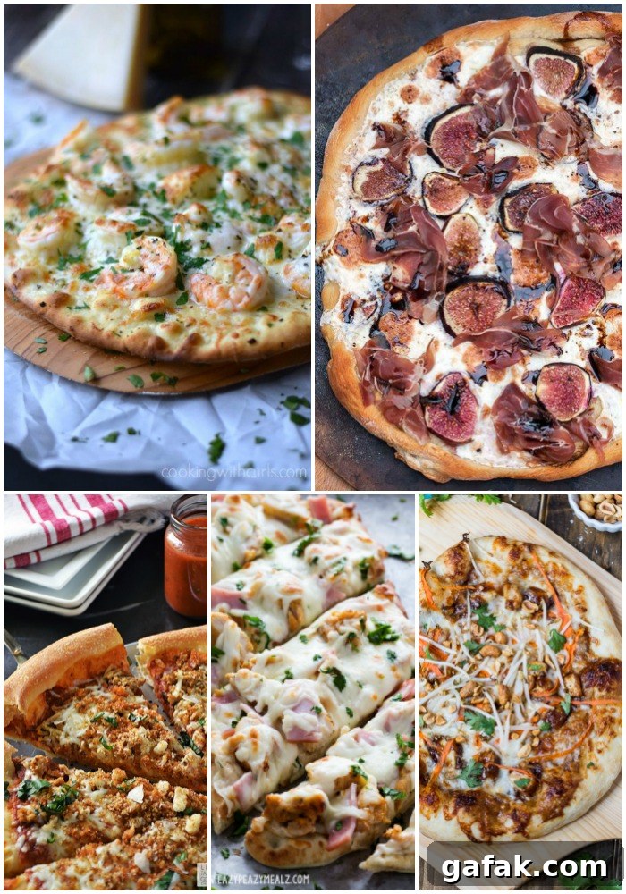 Variety of gourmet pizzas