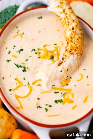 Overhead shot of homemade beer cheese dip.