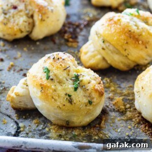 Garlic Knots on a baking sheet.