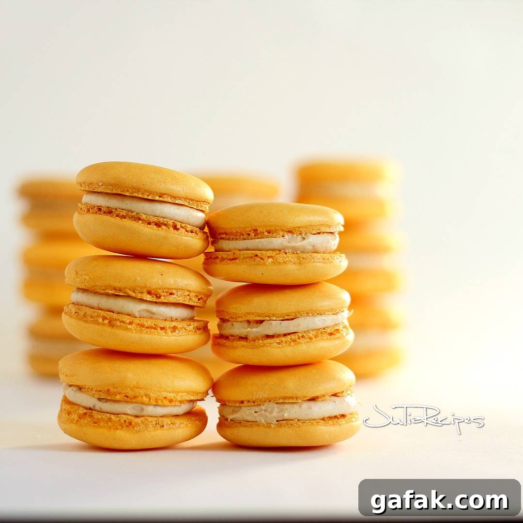 yellow macarons filled with mango cream