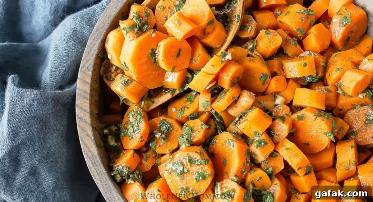Overhead and upclose image of moroccan carrot salad in wooden bowl. 