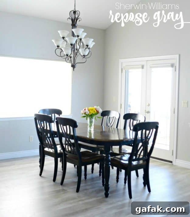 dining room painted with sherwin williams repose gray paint