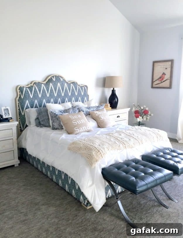 Sherwin Williams repose gray in a master bedroom