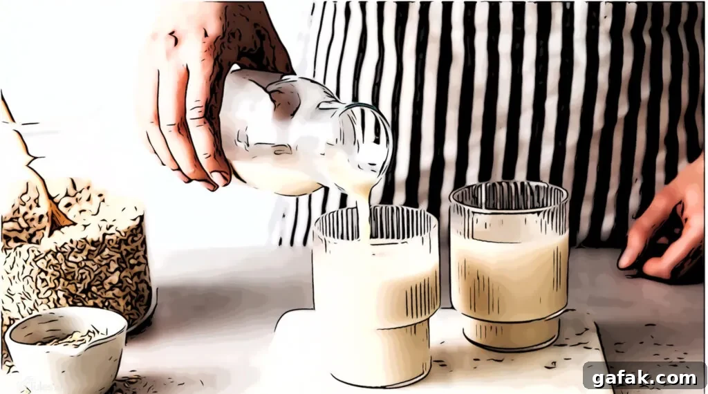 oat milk poured into glasses