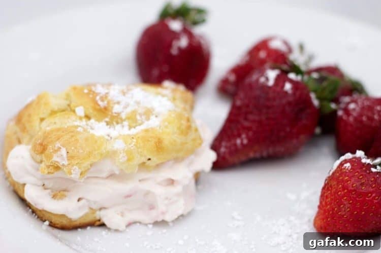 Strawberry Cream Puffs from the State Fair Recipe 10 A closeup of food on a plate with strawberries