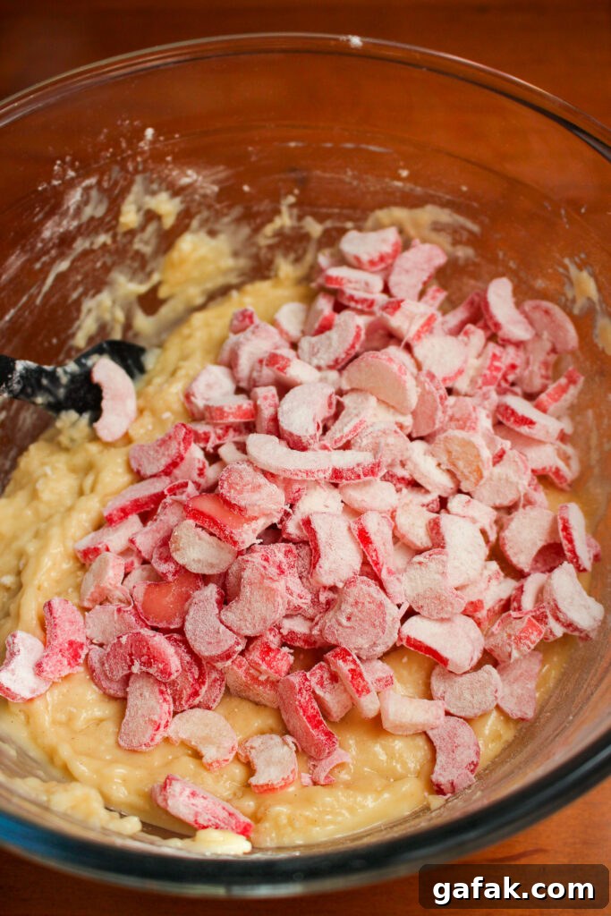 Rhubarb coated in flour
