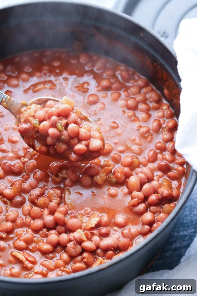 Santa Maria Pinquito beans in cast iron pot