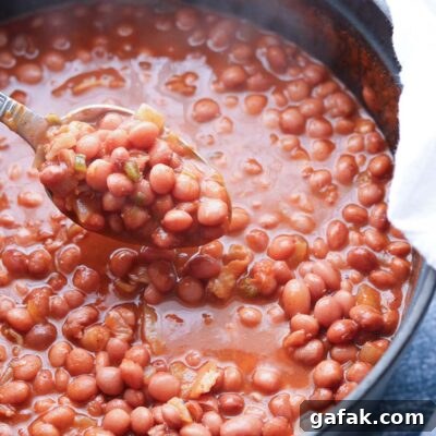 Santa Maria Pinquito beans in cast iron pot