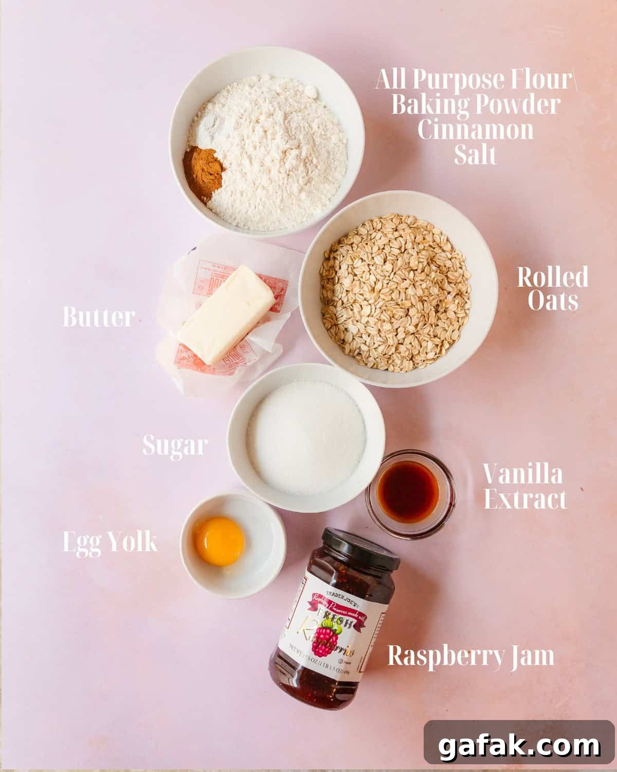 Ingredients for raspberry oat bars