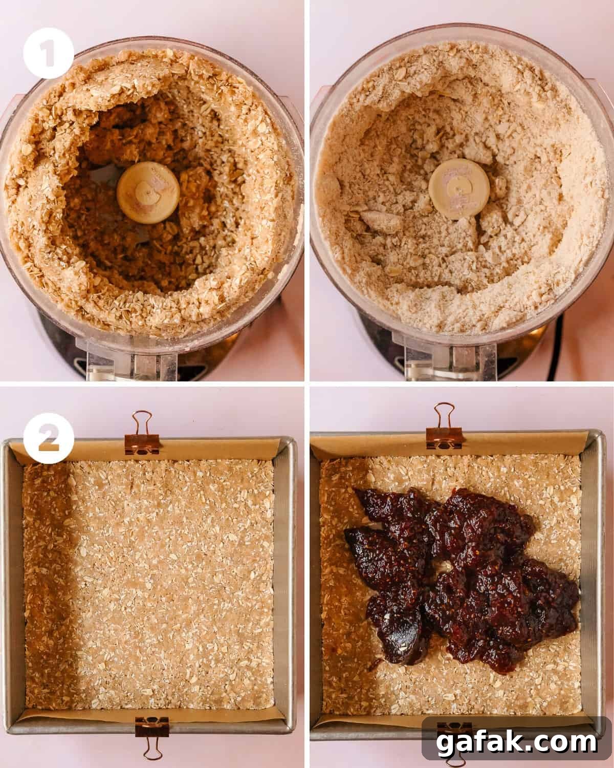 Making the oat crust and crumble topping