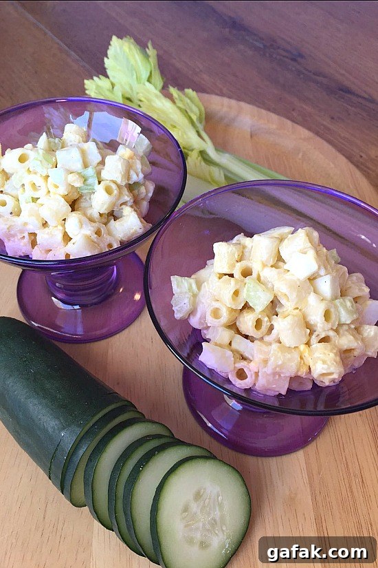 Mom's Cucumber Noodle Salad has crisp celery, tender noodles, and delicious hard boiled eggs. to create a lovely salad. Mom's Cucumber Noodle Salad