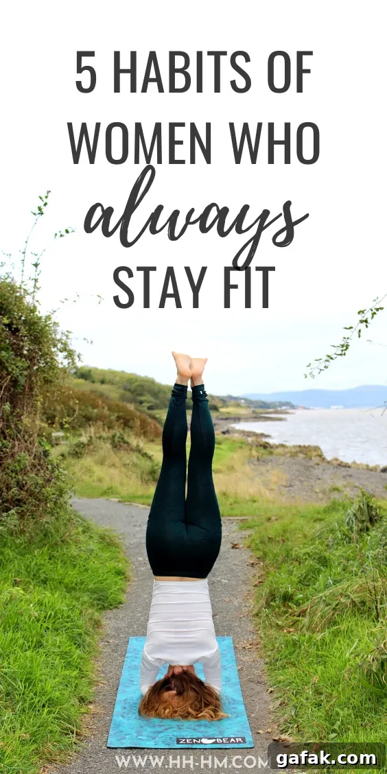 5 habits of women who always stay fit! Reach your health and fitness goals by adding these healthy daily habits of women who always stay healthy, no matter the season to your daily routine! There’s more to living a healthy lifestyle than keeping a healthy diet and sticking to a workout routine. You can include these habits and tips in your morning routine, evening routine, but it’s best to practice them throughout the day. #health #fitness