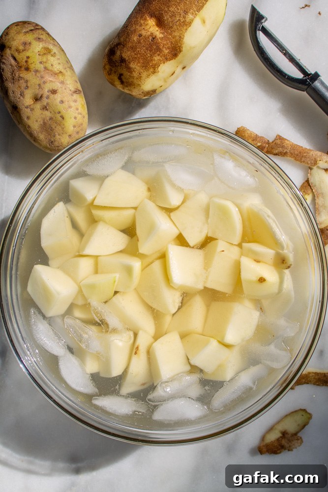 peeled potatoes