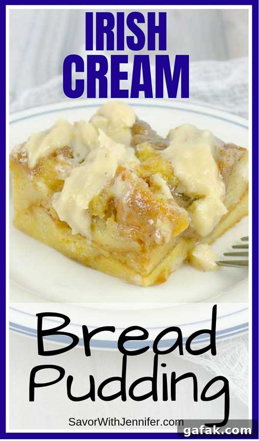Irish Cream Custard Bread Pudding Pinterest Pin Image