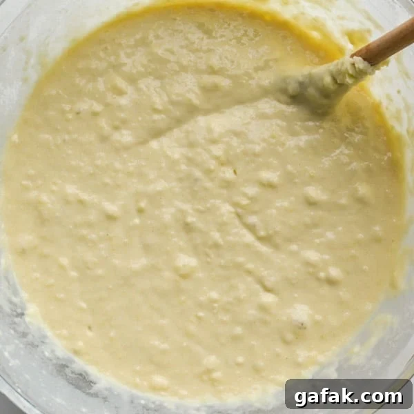 A lumpy pale yellow batter
