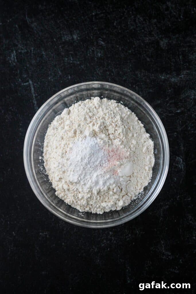 Dry ingredients together in a bowl.