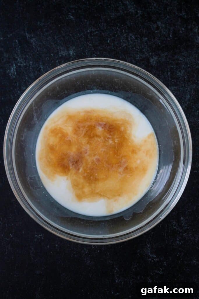 Wet ingredients in a bowl.