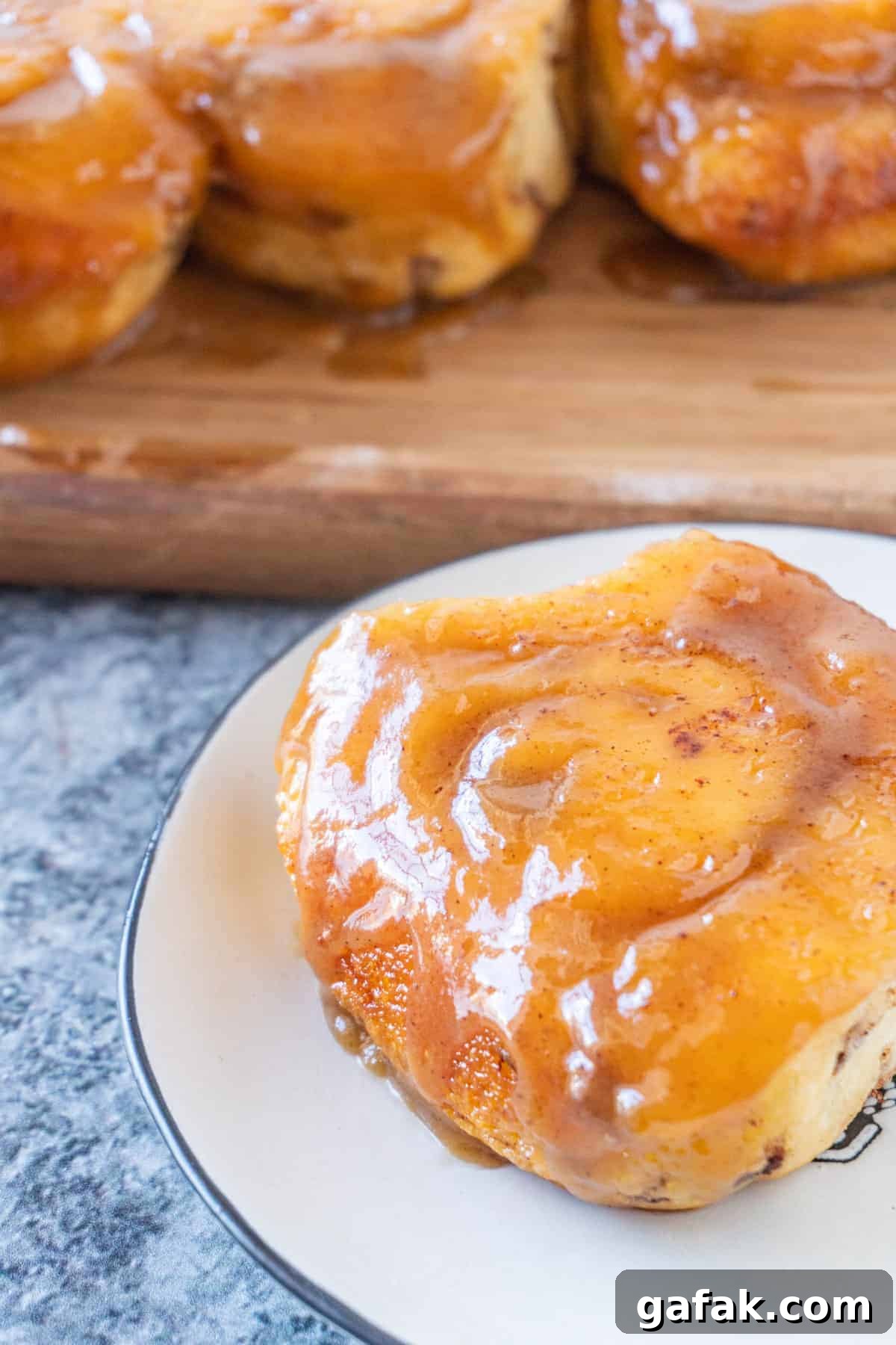 Sticky bun on plate