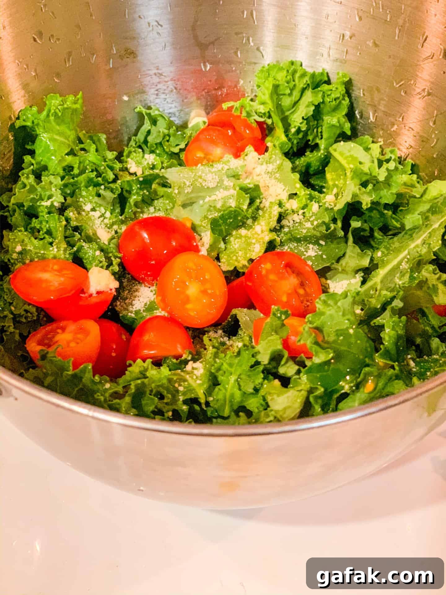 Savory Parmesan & Tomato Kale Salad