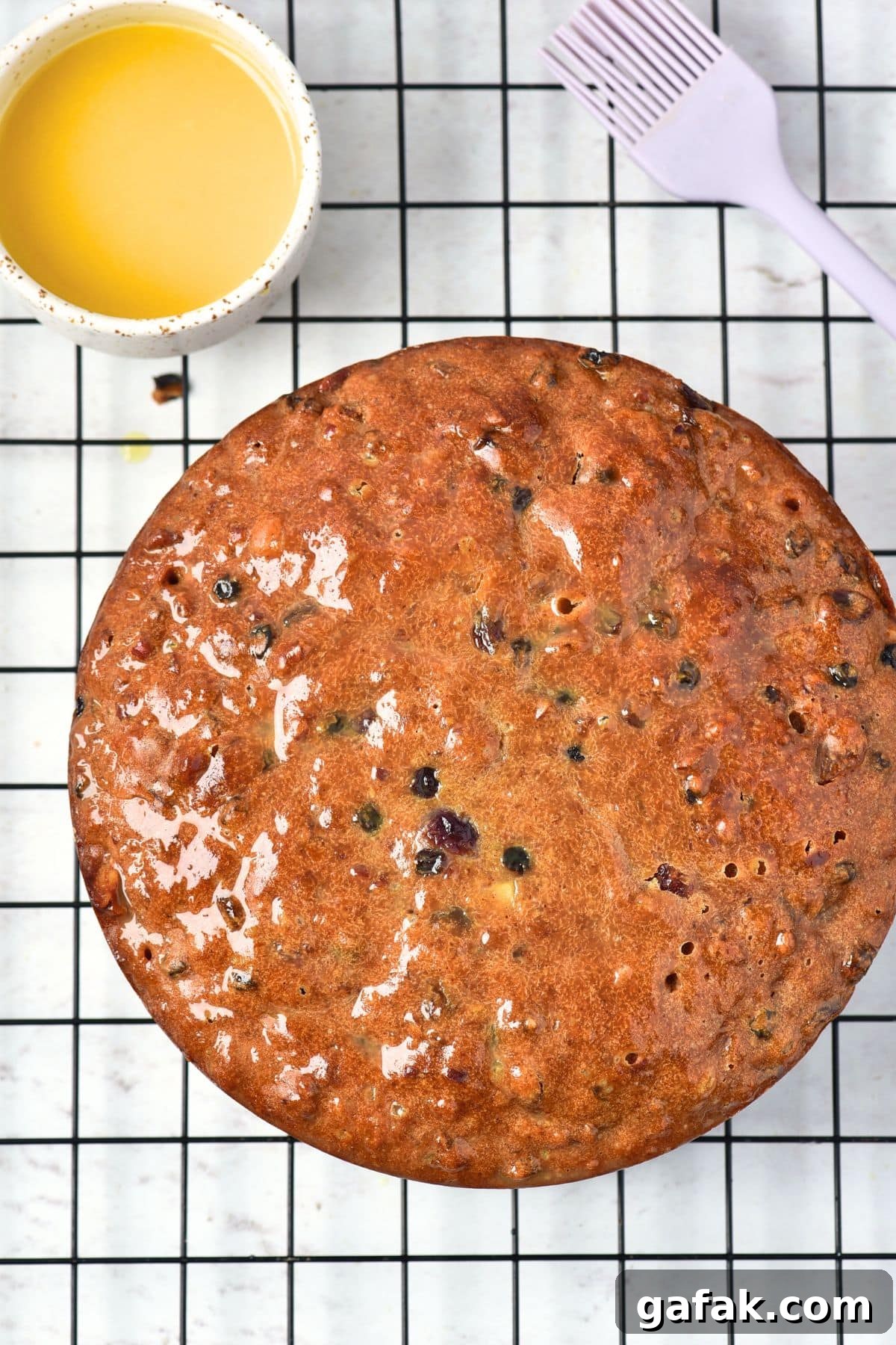 Dairy-Free Gluten-Free Fruitcake Fruitcake cooling on wire rack
