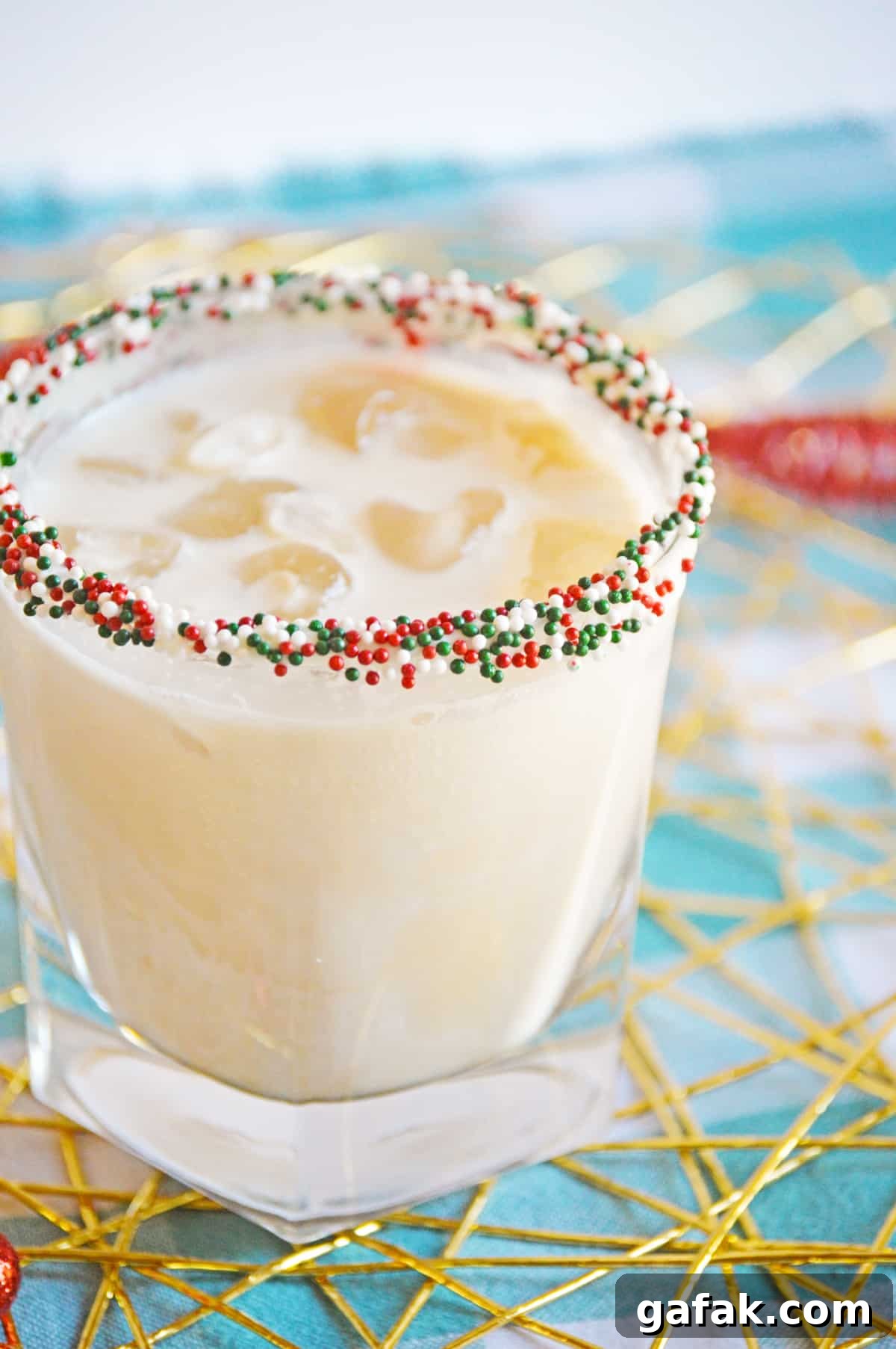 Cookie cocktail with vodka, kahula, and creamer.
