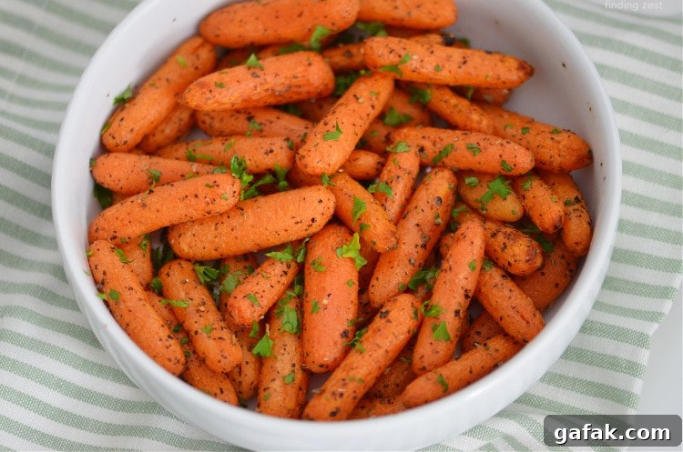 Crispy Air Fryer Baby Carrots Recipe for Quick Side Dish 9 Air Fryer Baby Carrots are a side dish recipe you didn't know you were missing! You'll fall in love with how quick and easy it is to toss these carrots with some items straight from your pantry. All you need is 15 minutes for these roasted carrots!