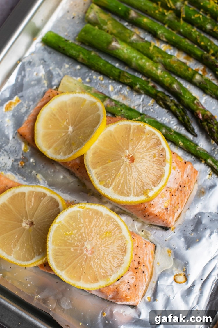 Simple One Pan Lemon Salmon with Roasted Asparagus