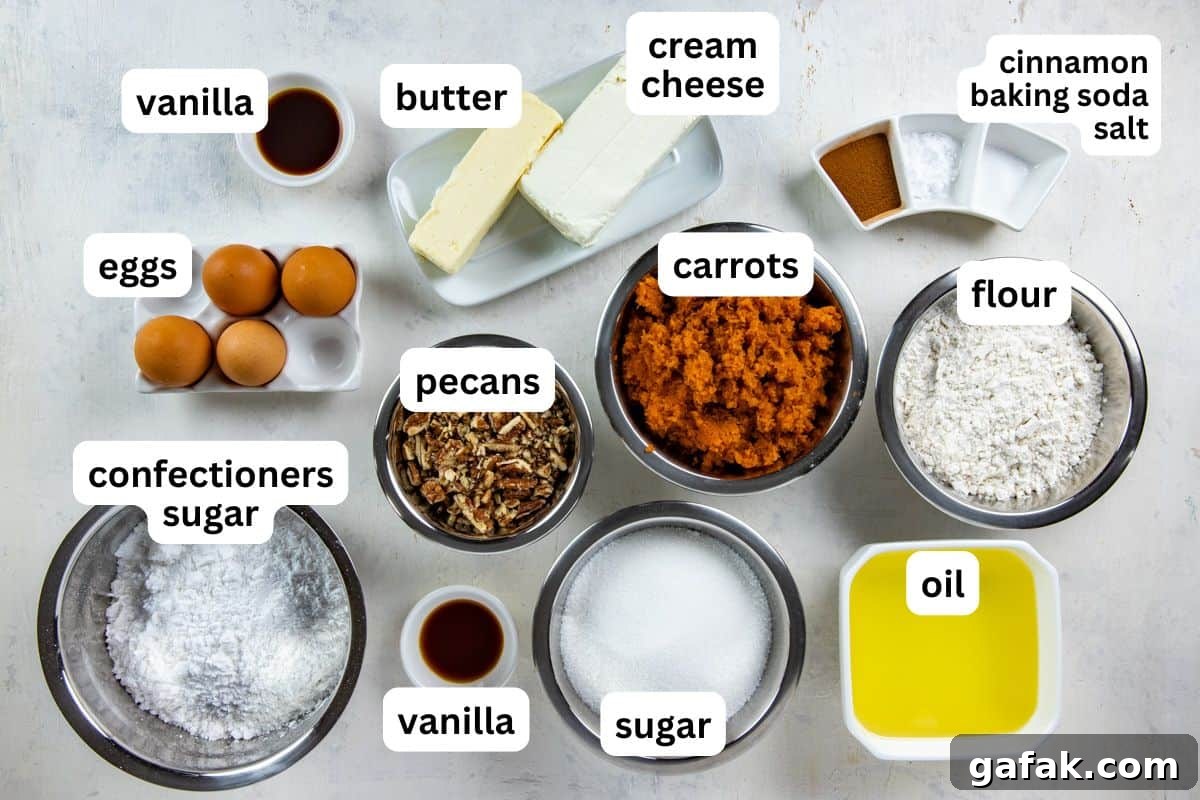 All ingredients measured out in individual containers. Each ingredient is labeled.