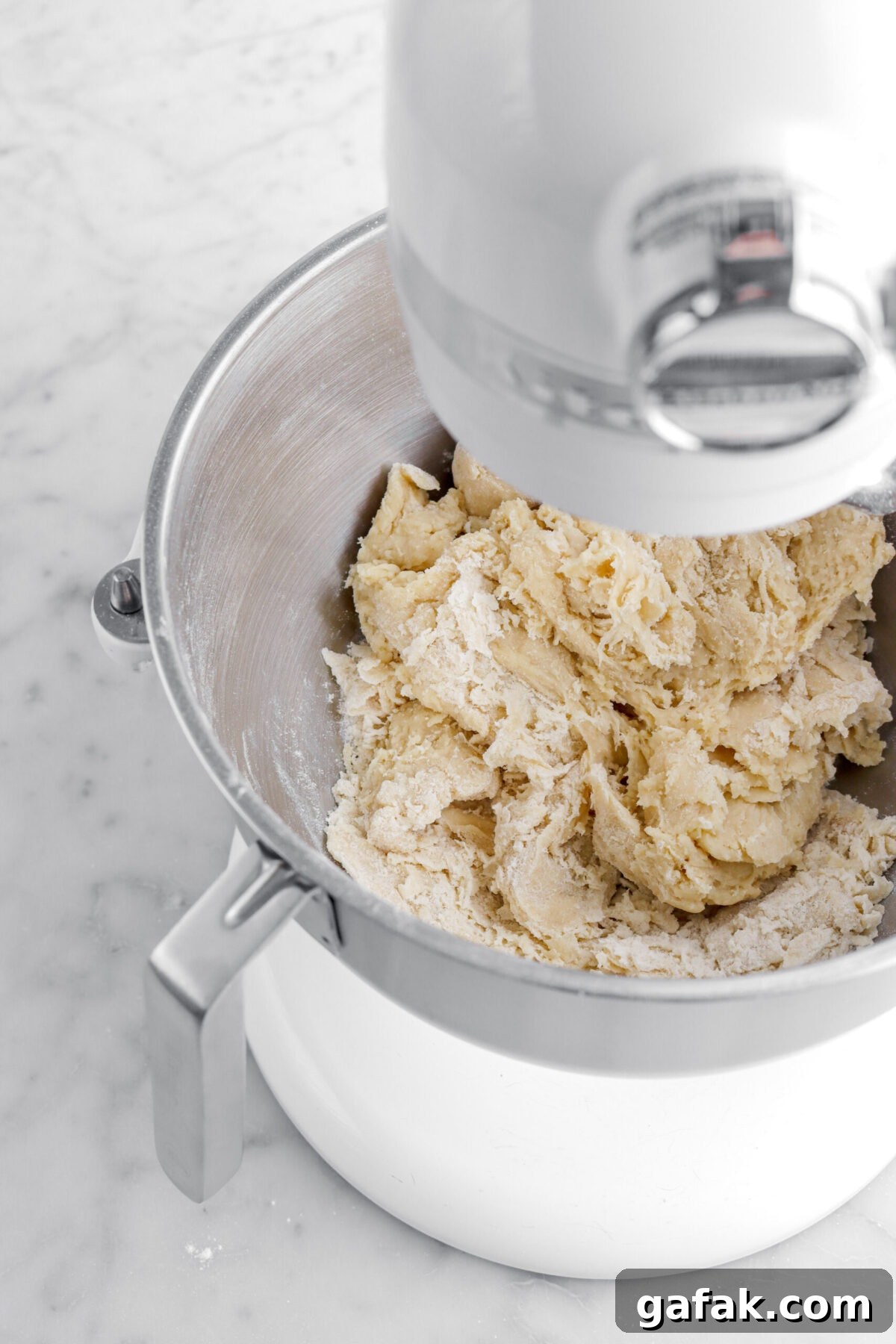 rough dough in stand mixer.