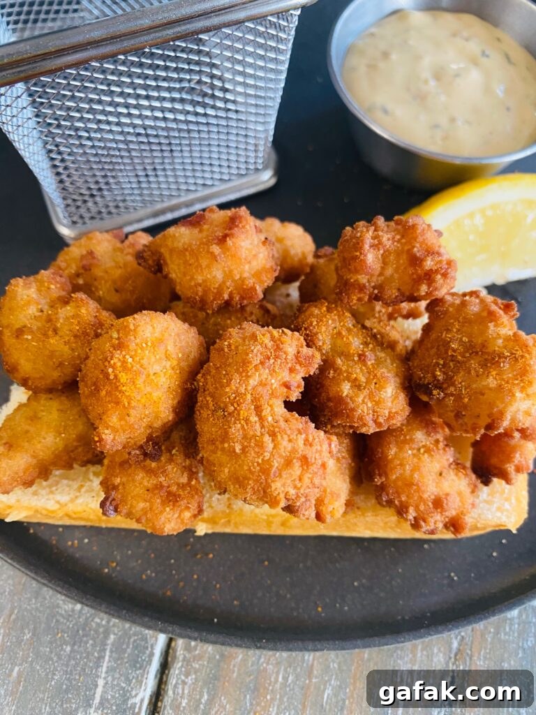 Crispy Shrimp Po' Boy Sandwich Recipe 6 adding shrimp to the bottom sub bun
