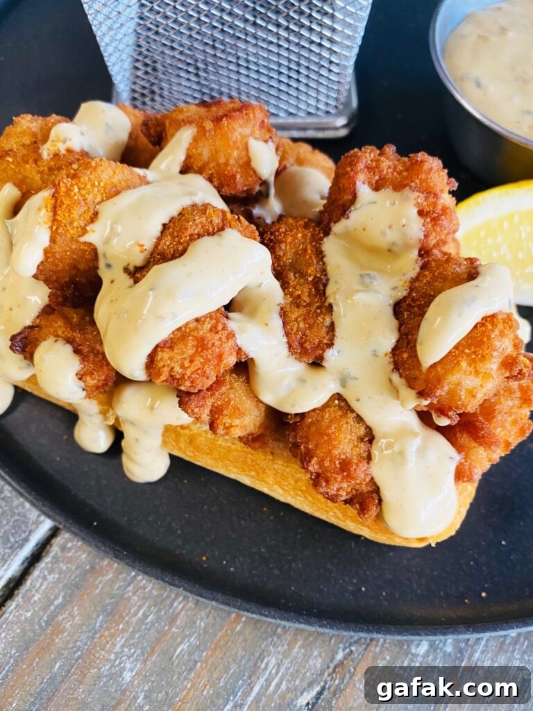 Crispy Shrimp Po' Boy Sandwich Recipe 7 adding sauce to the Easy Shrimp Po Boys