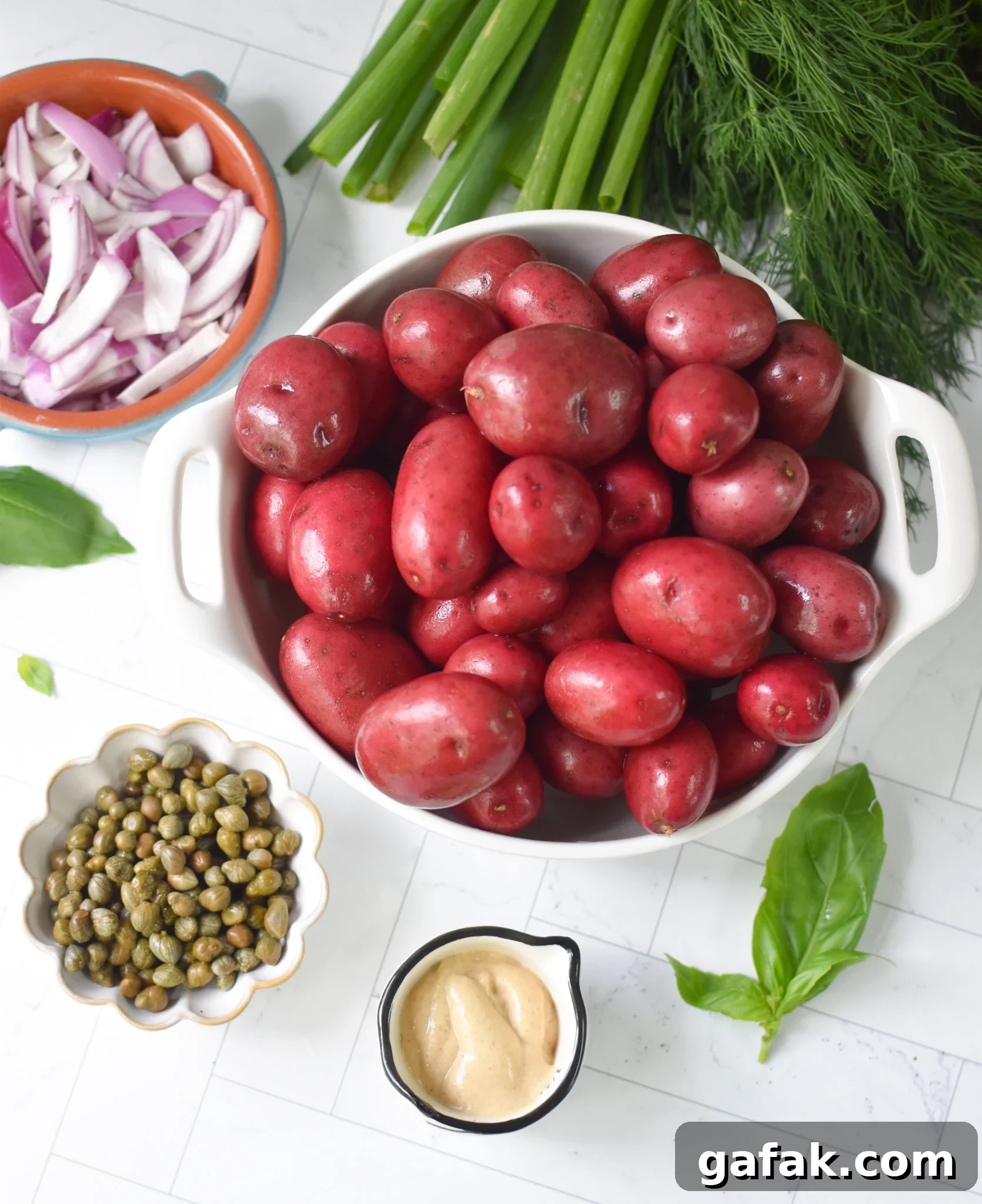No Mayo Potato Salad ingredients.