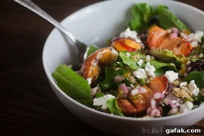 Grilled Peach Salad with Jalapeno Vinaigrette