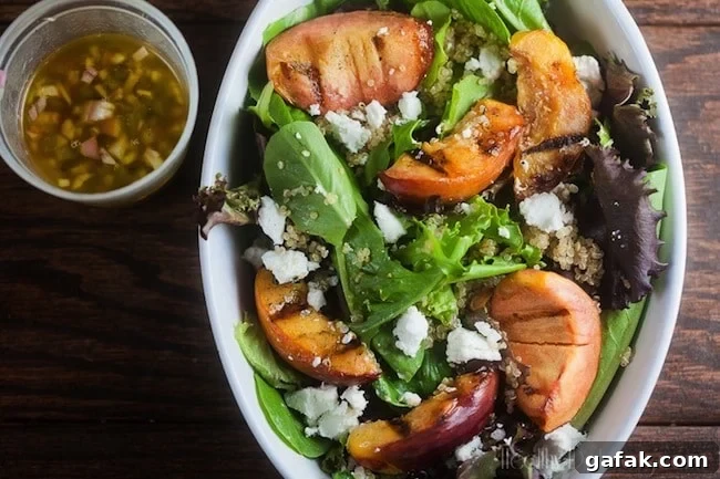 Grilled Peach Salad with Jalapeno Vinaigrette