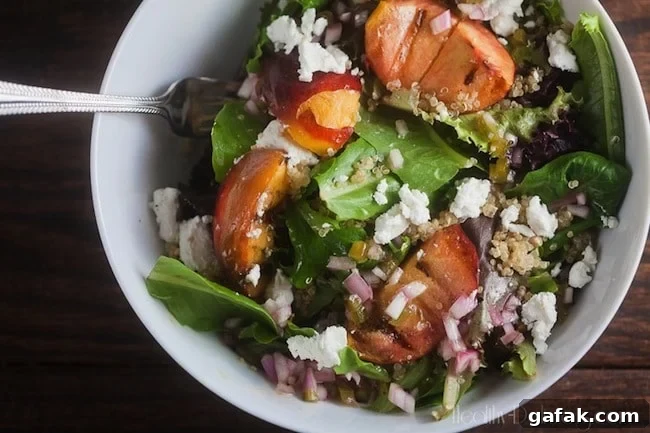 Grilled Peach Salad with Jalapeno Vinaigrette