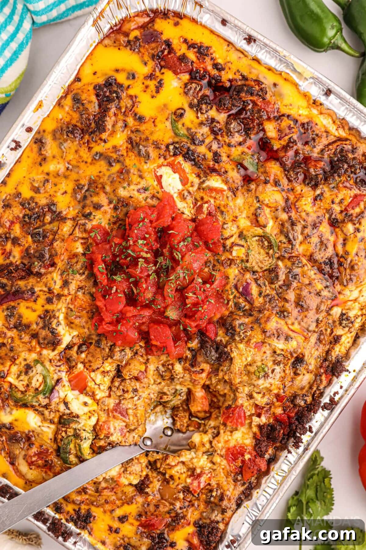 Smoked Queso Dip in foil pan