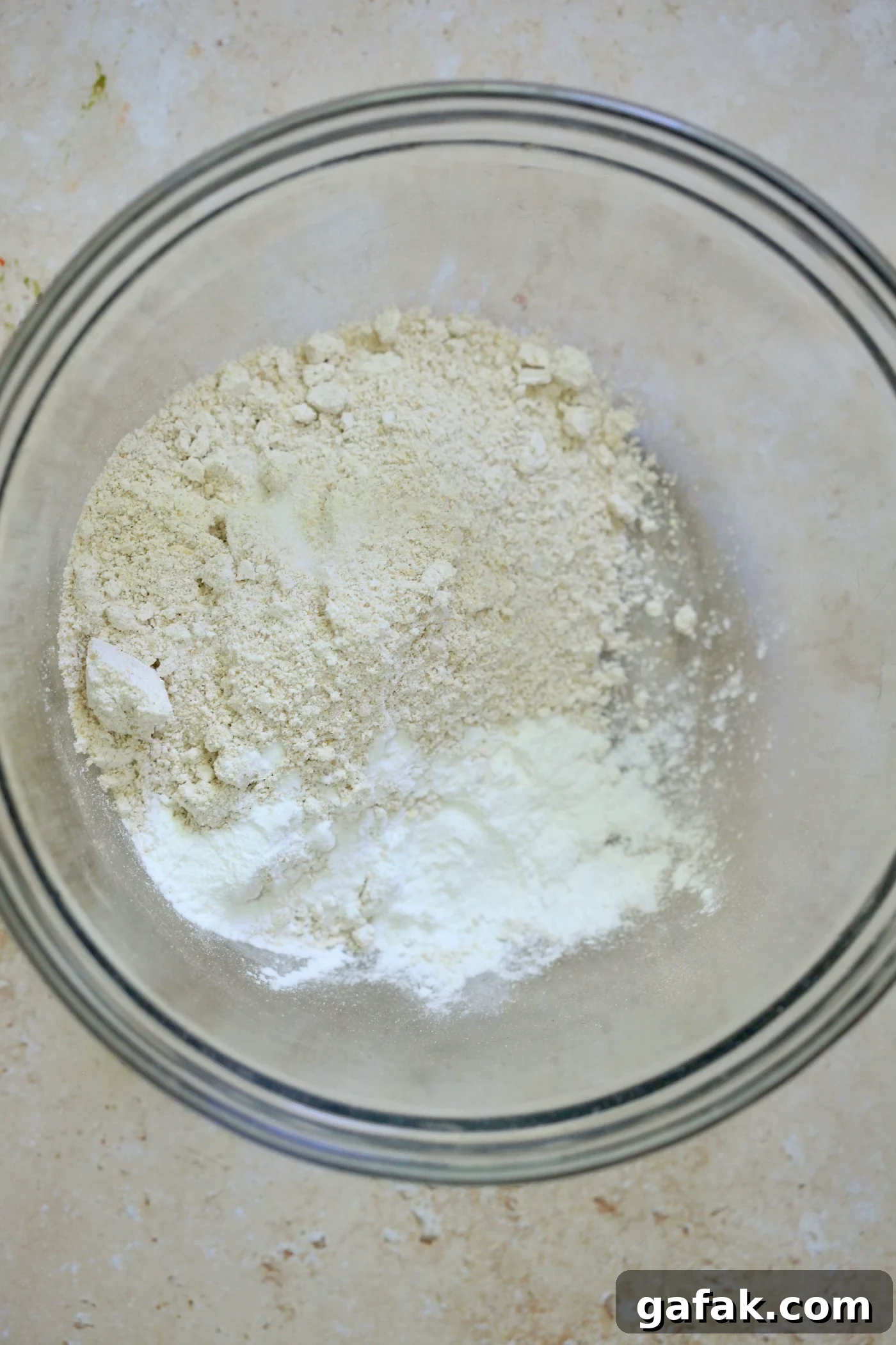 flour in mixing bowl.
