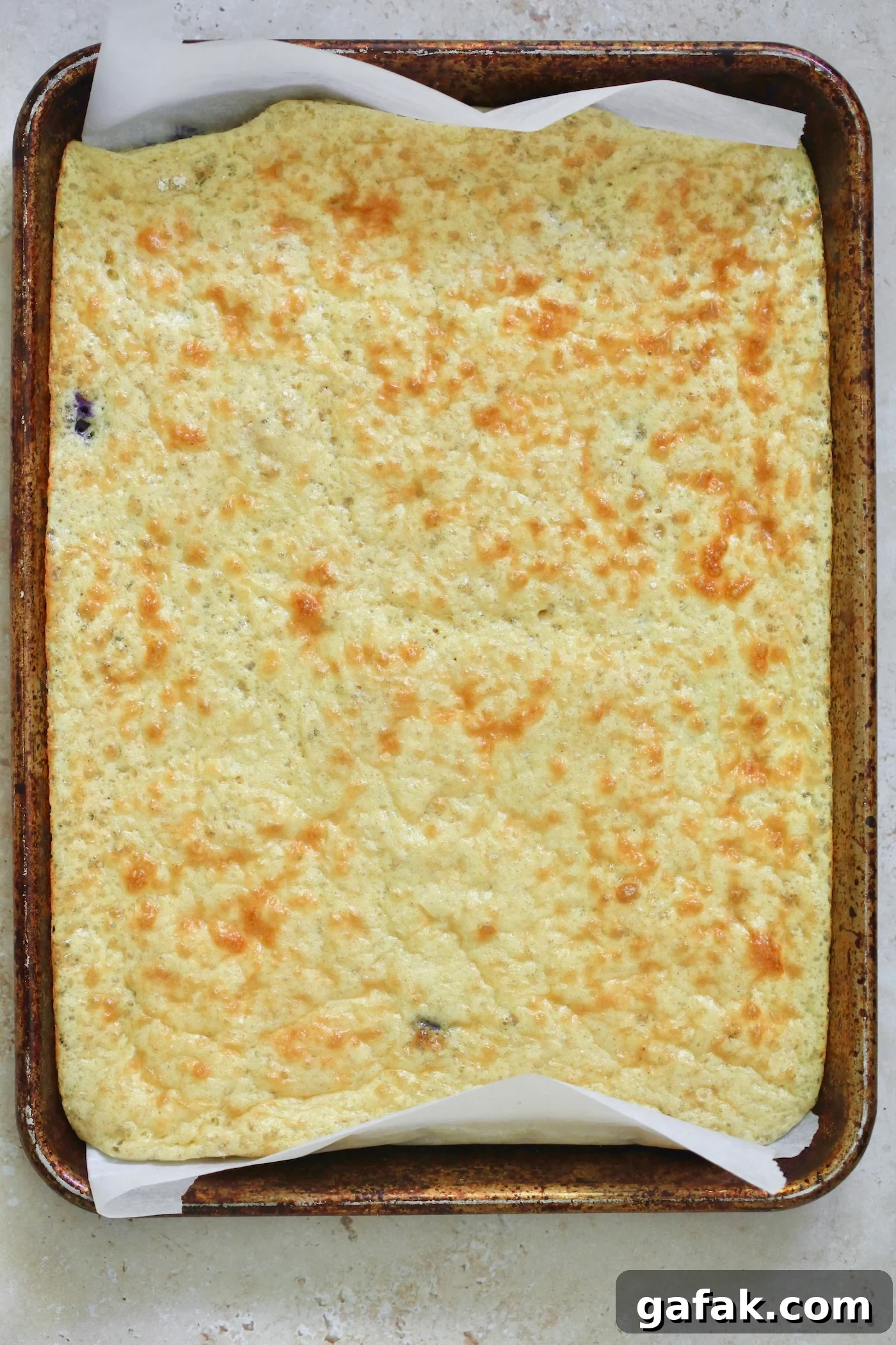 baked sheet pan of pancakes.