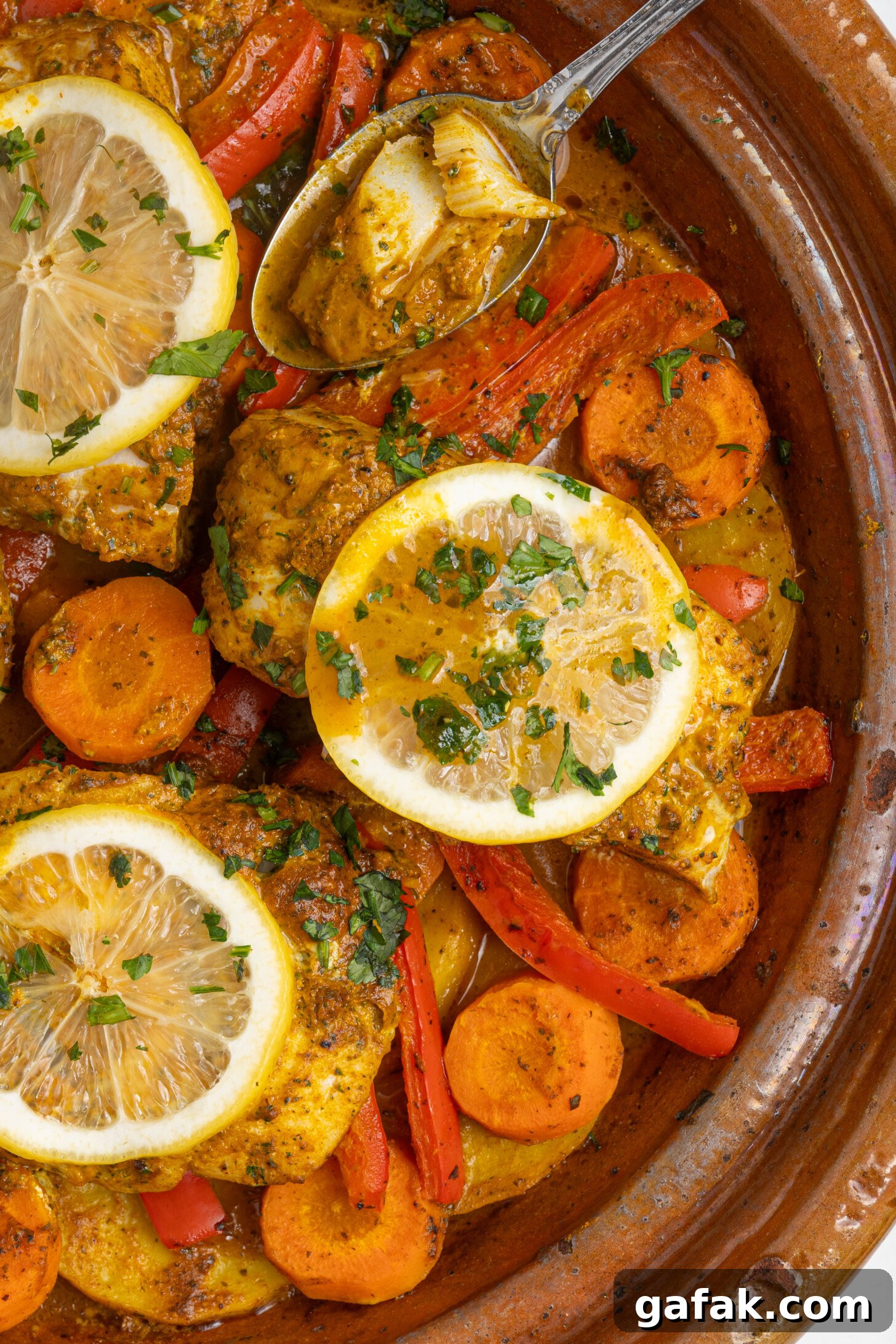 A pot of Moroccan fish stew.