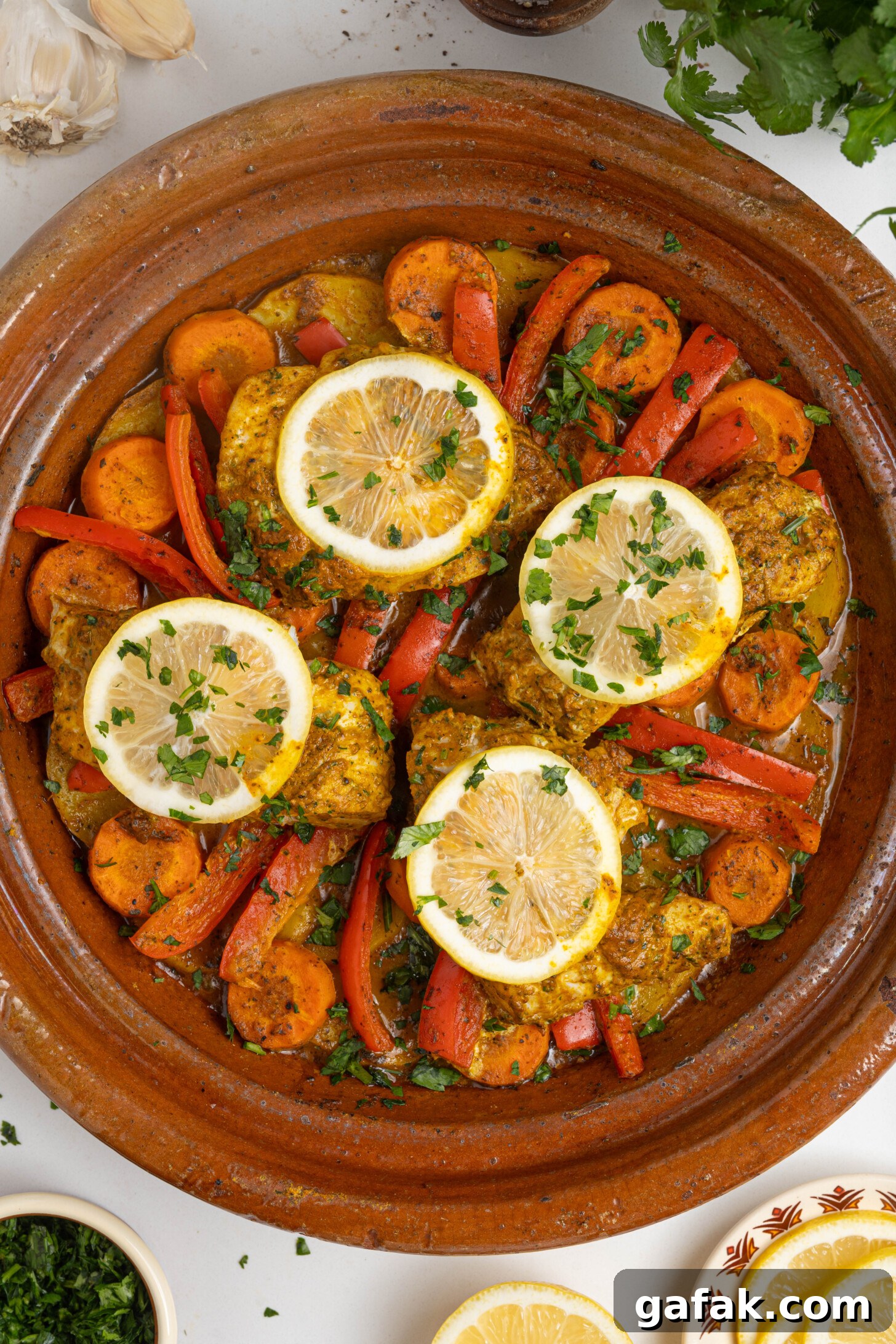 A pot of Moroccan fish stew.