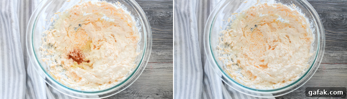 mixing pimento cheese
