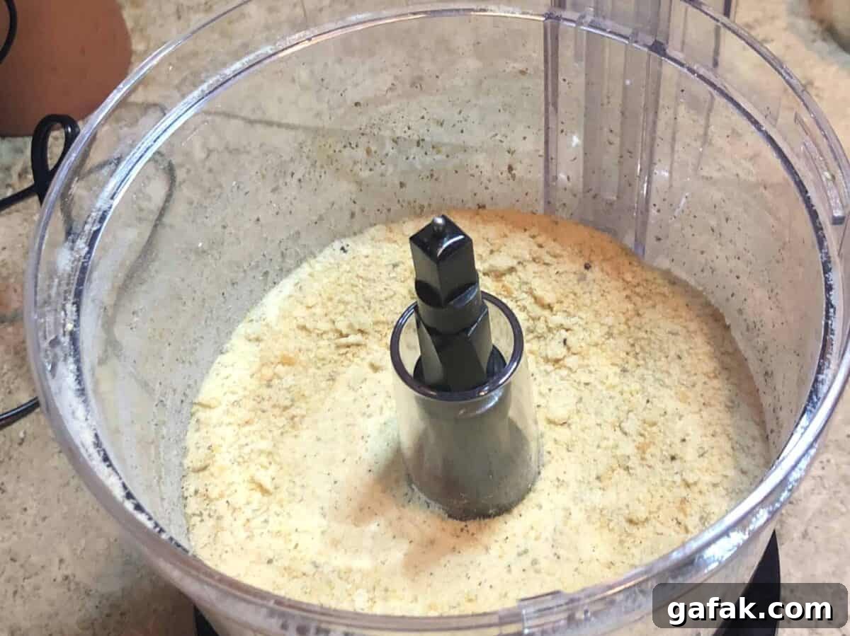 Breadcrumbs in food processor.