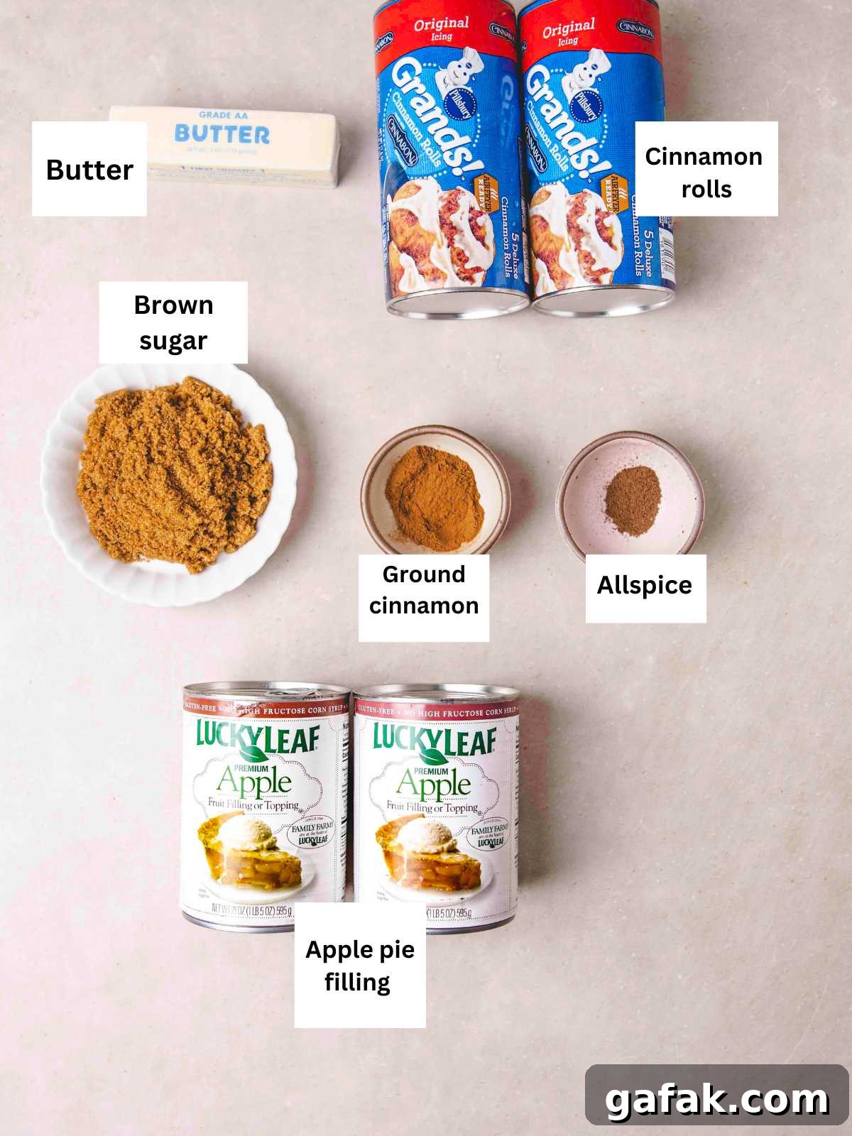 Apple Pie-Filled Cinnamon Rolls: Cinnamon Rolls with Apple Filling 3 Ingredients needed to make the casserole dish.
