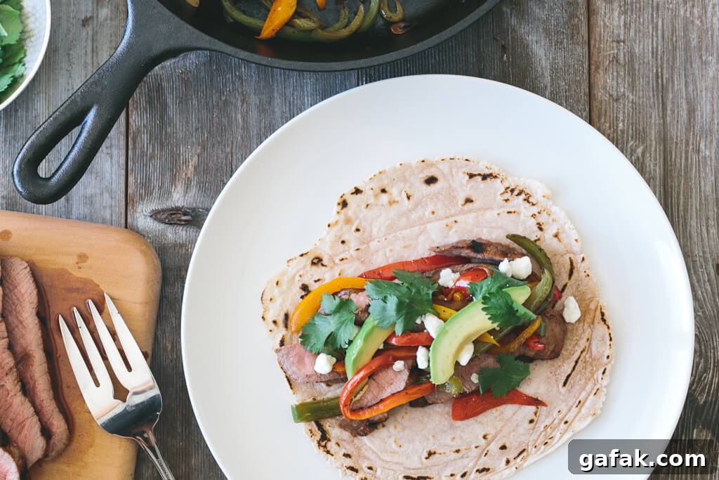 steak fajitas with cassava flour tortillas