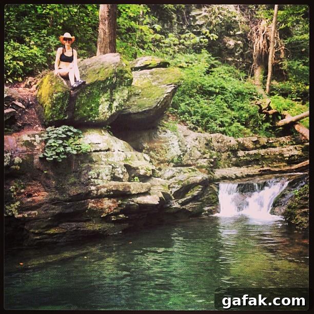 Lea at waterfall