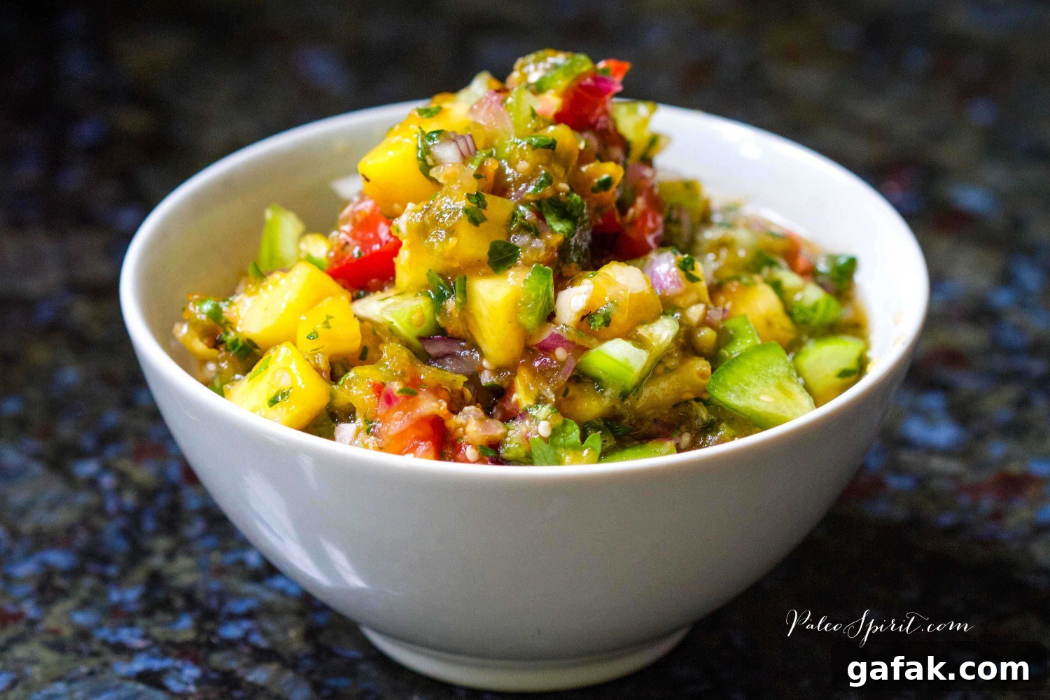 Roasted Tomatillo Peach Salsa | Paleo Spirit