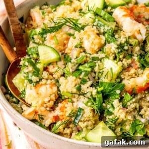 Lemony Dill Quinoa with Roasted Shrimp - Olivia Adriance