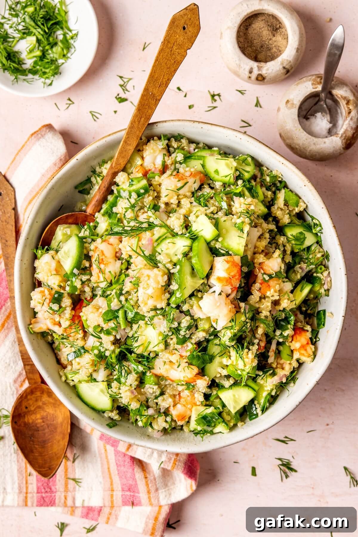 Lemony Dill Quinoa with Roasted Shrimp - Olivia Adriance