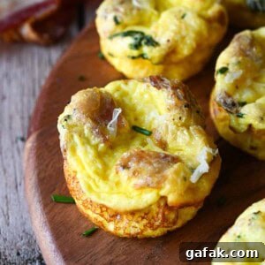 Close-up of a buttermilk bacon egg bite.